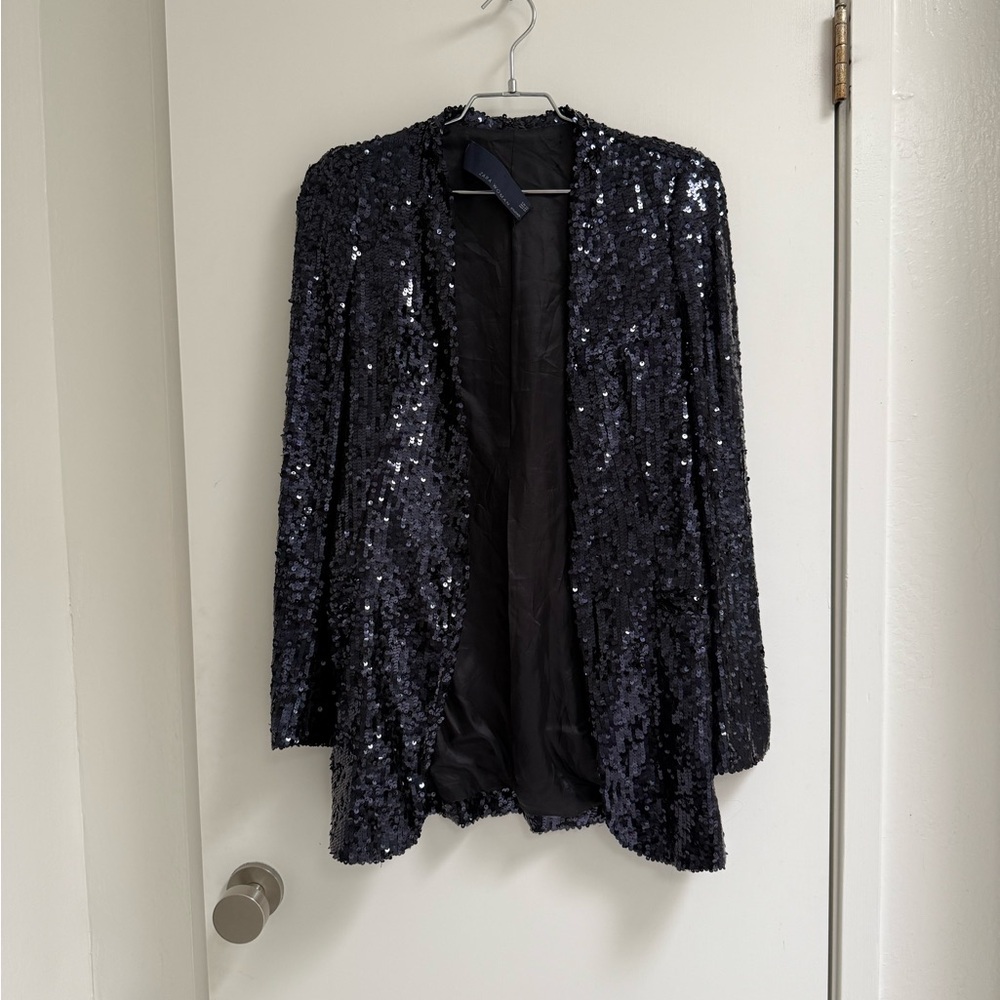 Zara XS Navy Sequin Blazer